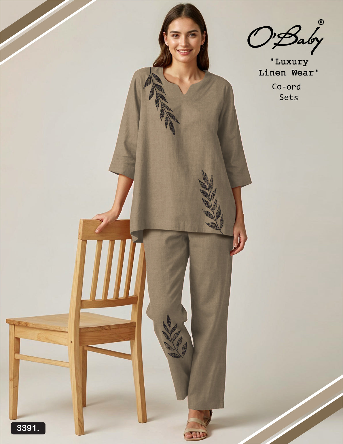 Taupe Grace Linen Co-ord Set