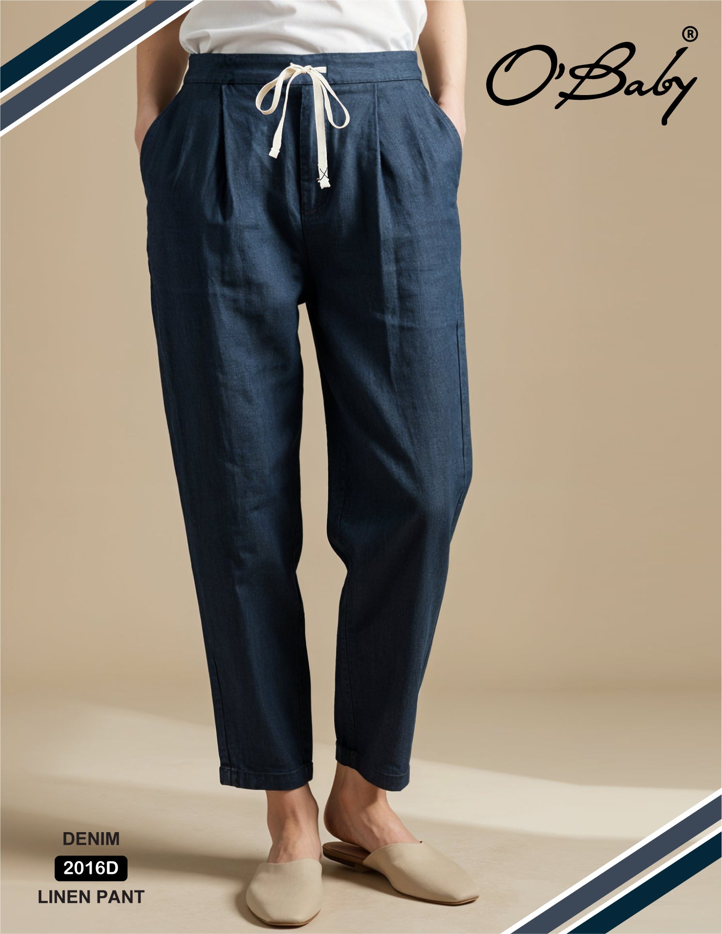 Denim Colour Linen Pant