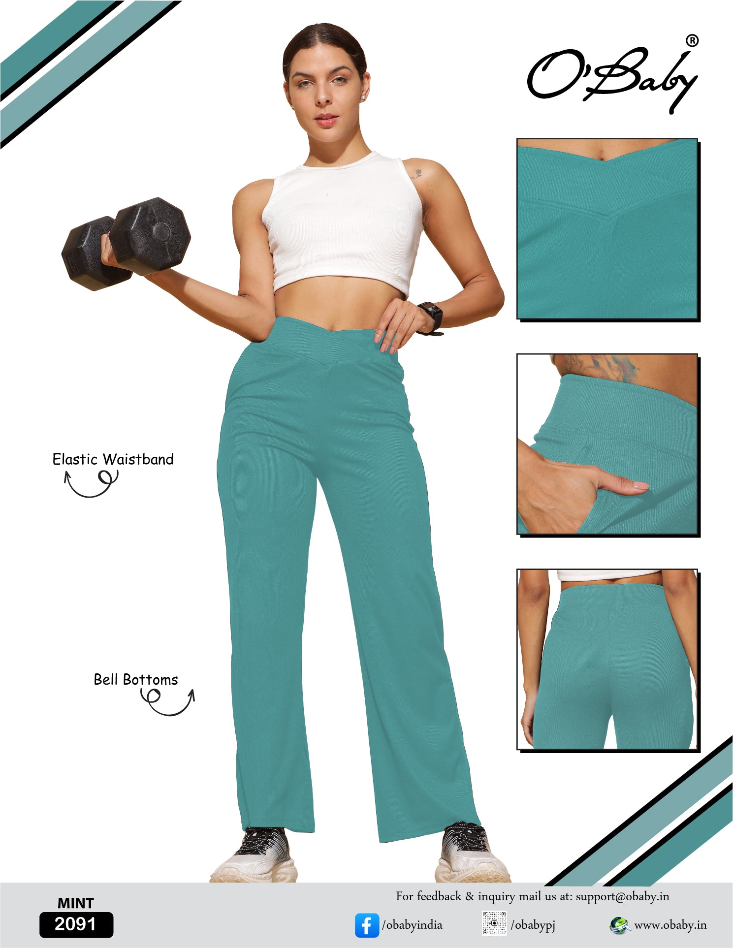 Mint Flow High-Waist Flared Pants