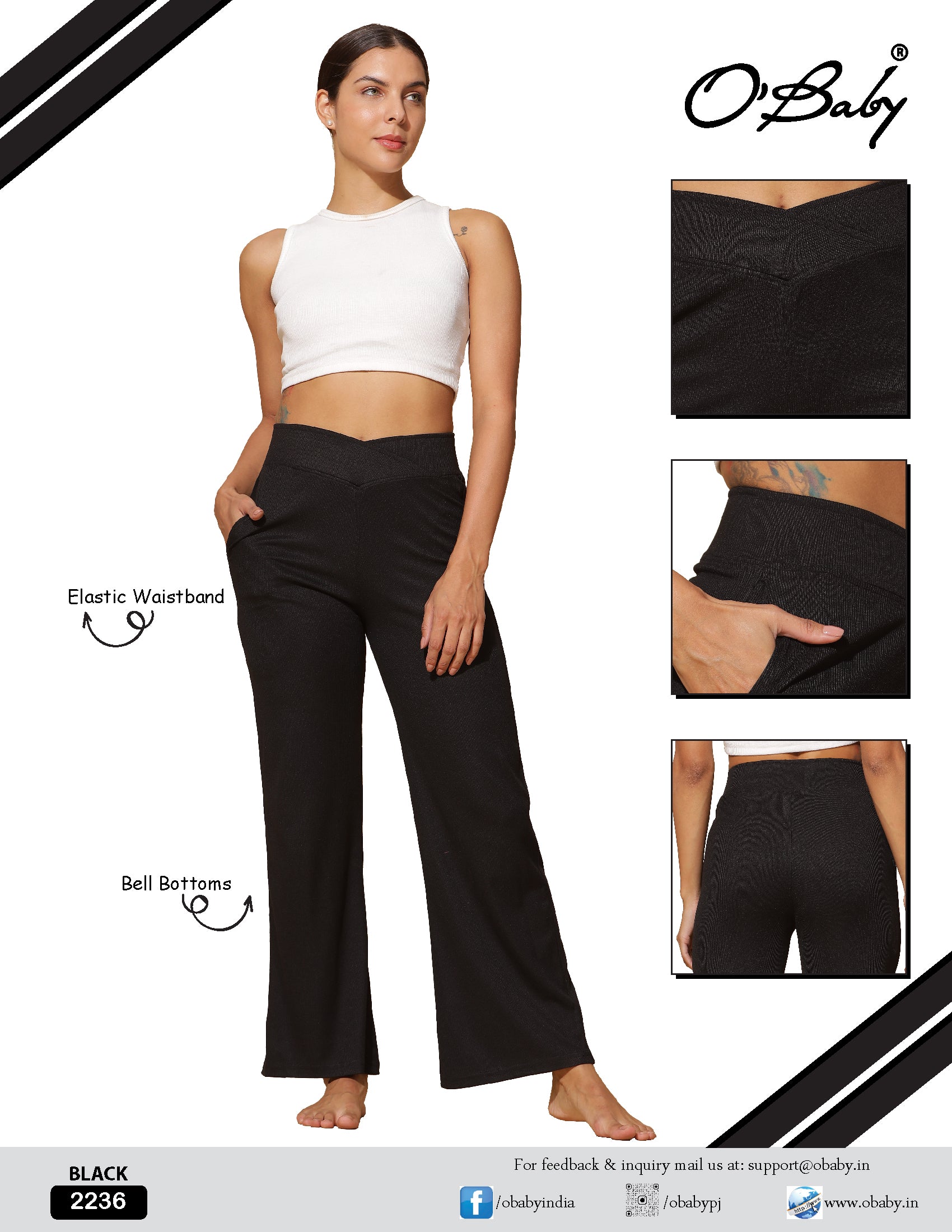 Black Sculpt High-Waist Flared Pants