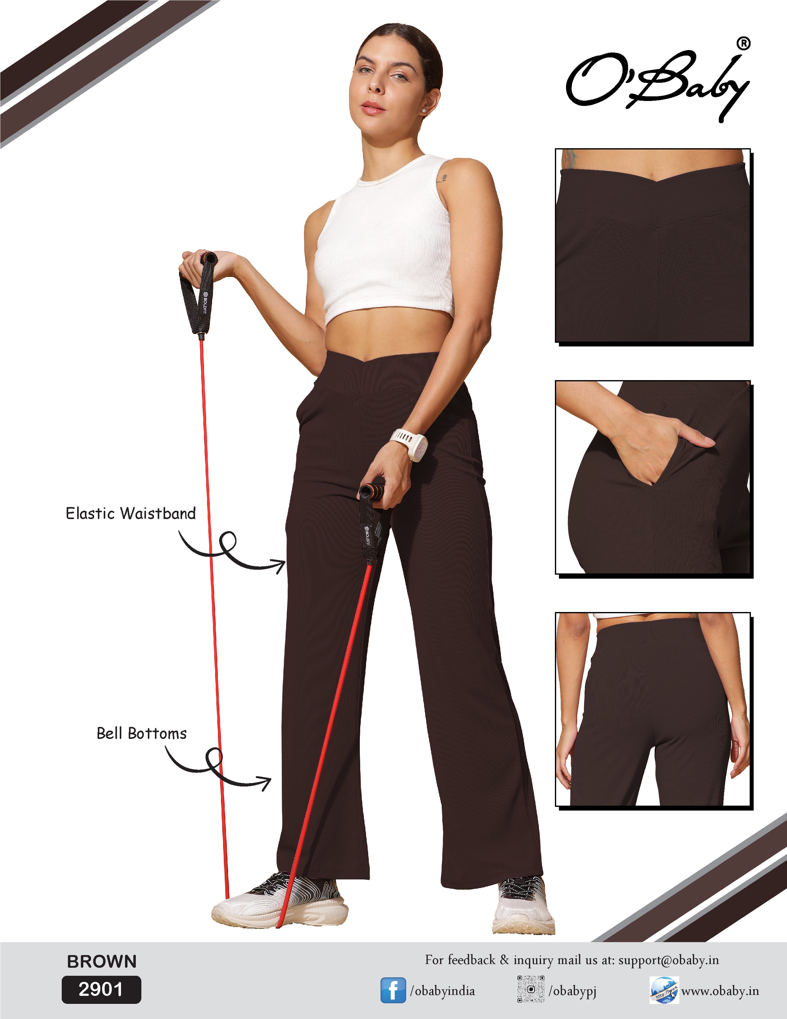 Brown Flow High-Waist Flared Pants)