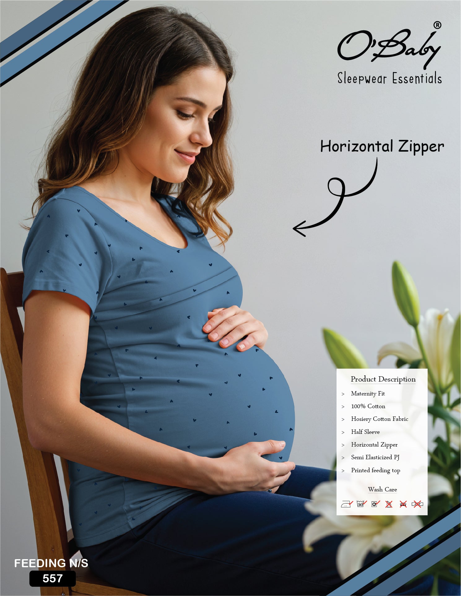 Dusty Blue Maternity Feeding Lounge Set