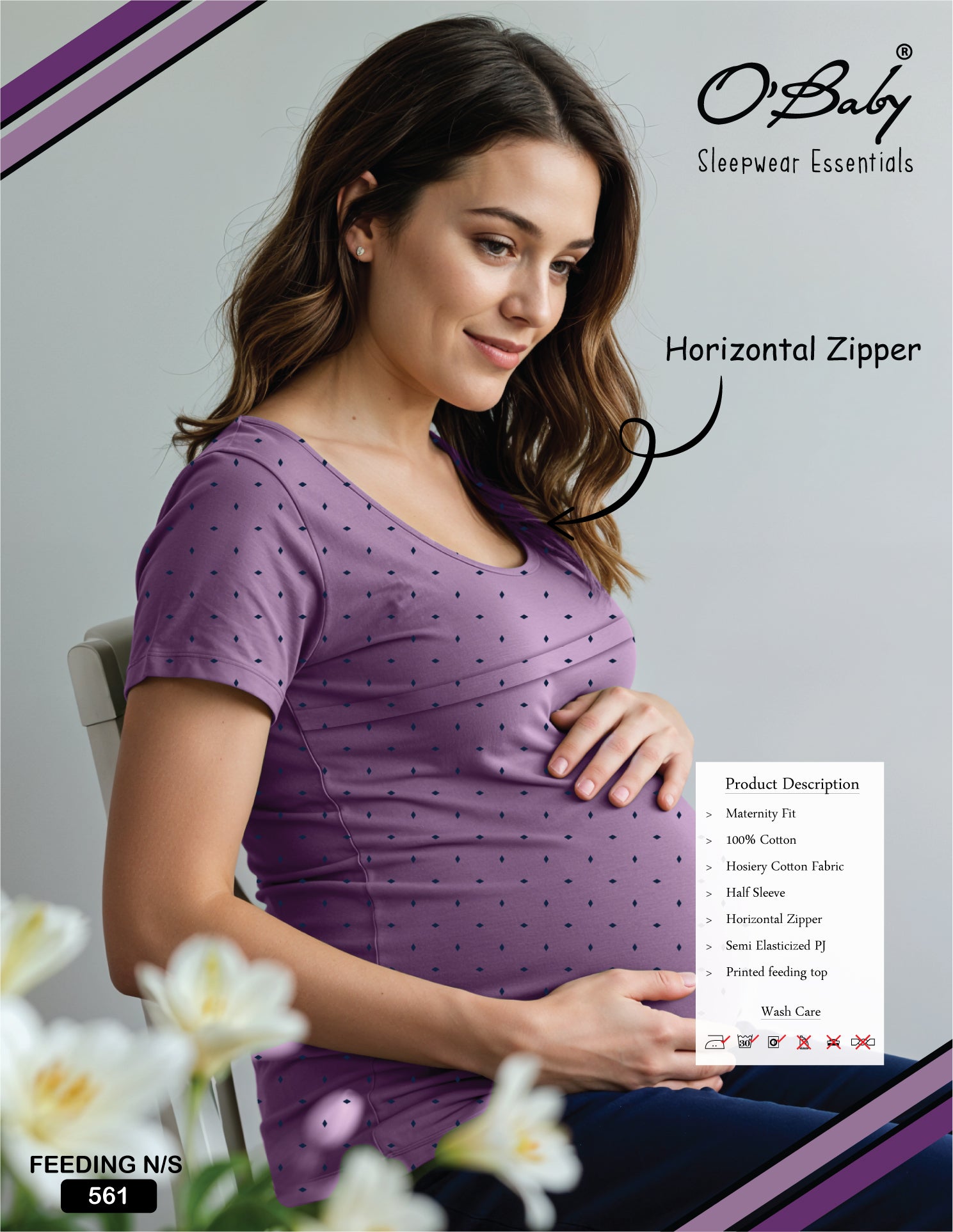 Lilac Dot Maternity Feeding Lounge Set